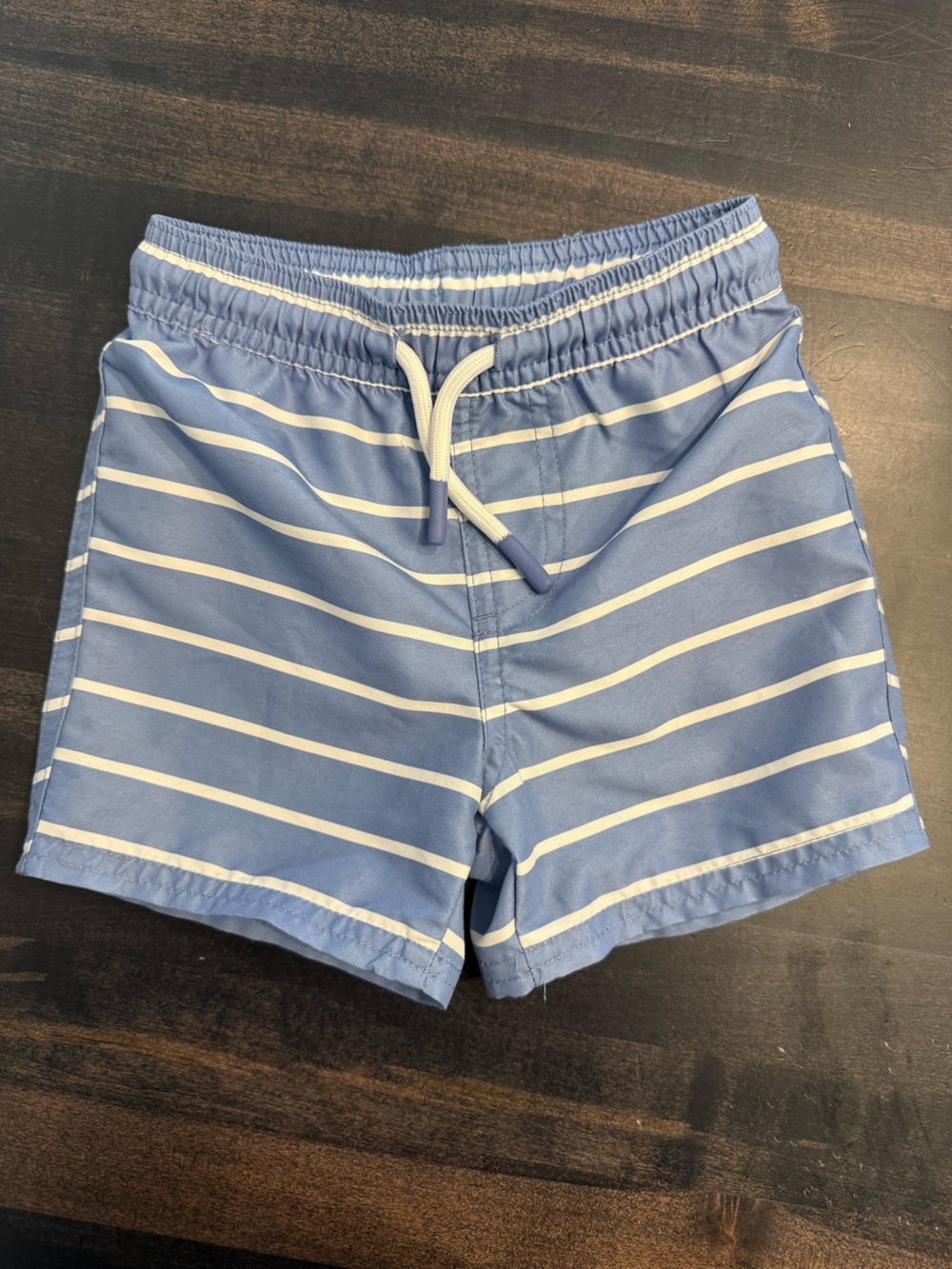 Kids Blue Stripe Swim Shorts with Drawstring